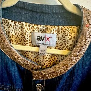Denim jacket -lined with jewel trim